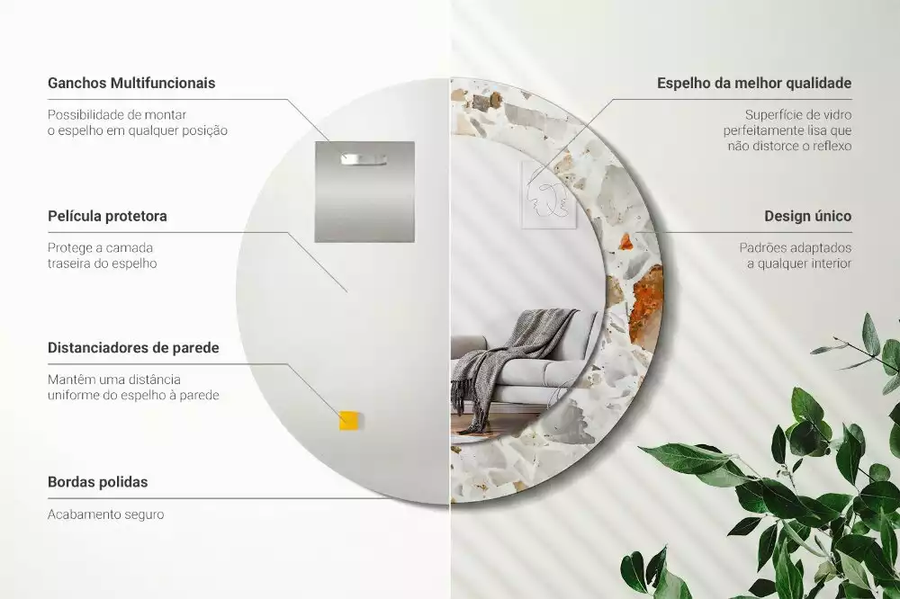 Miroir rond avec décoration Style terrazzo