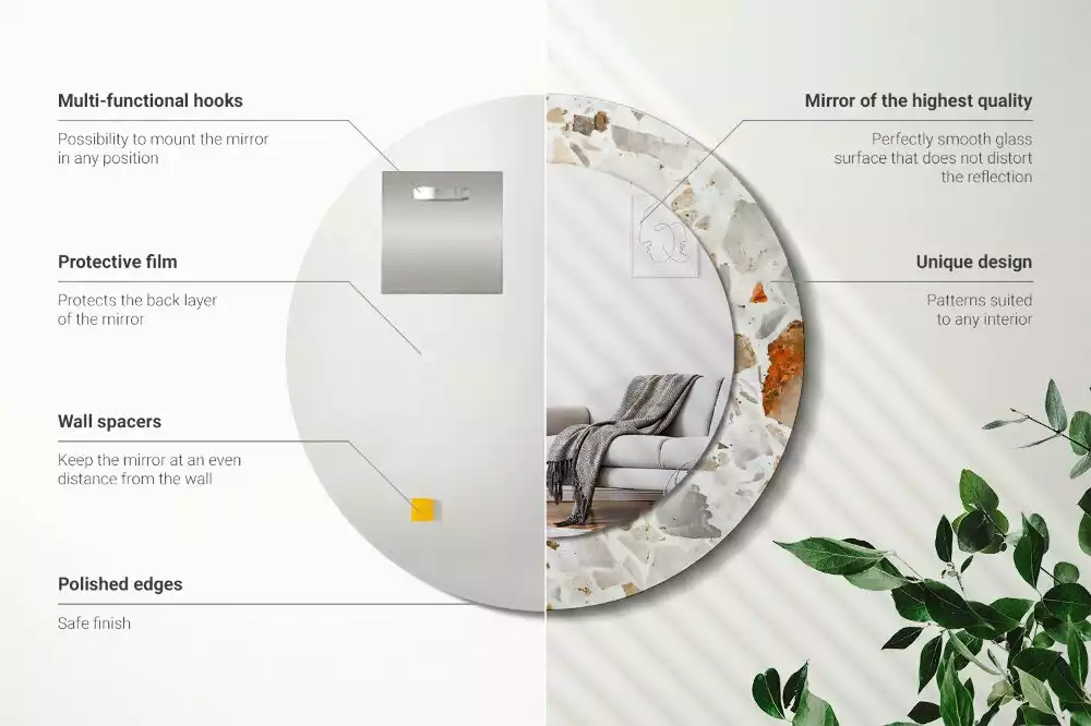 Miroir rond avec décoration Style terrazzo