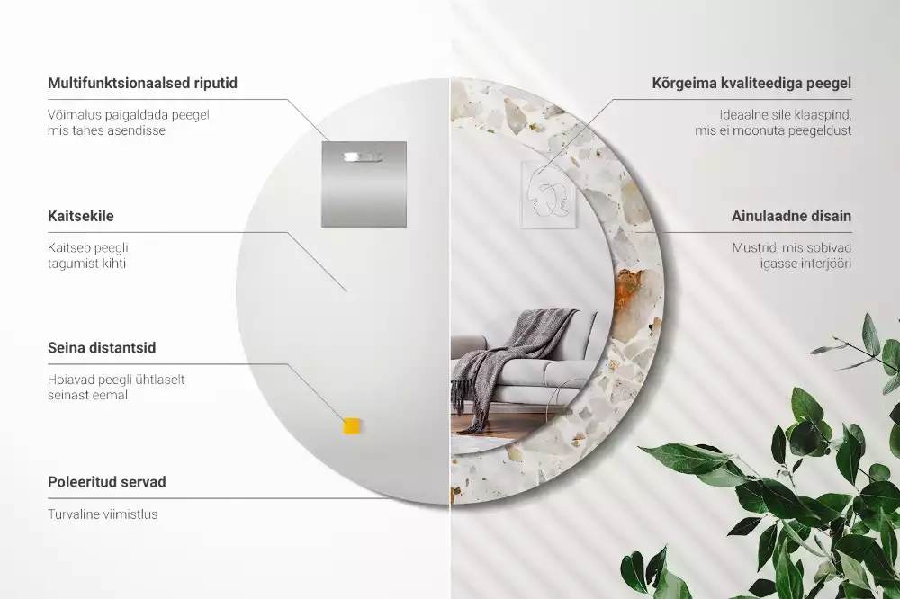 Miroir rond avec décoration Style terrazzo