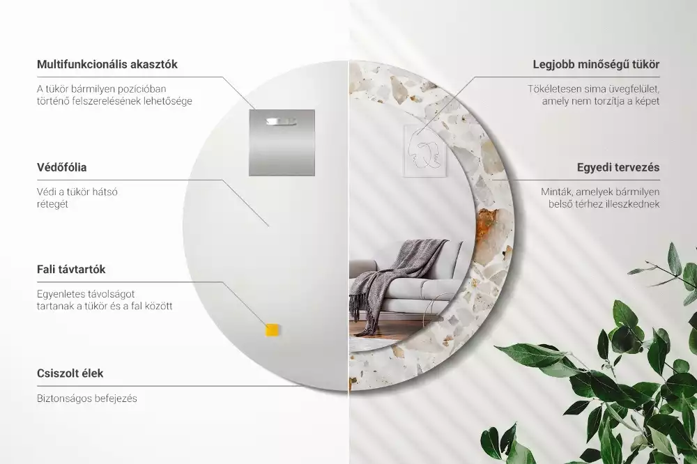 Miroir rond avec décoration Style terrazzo
