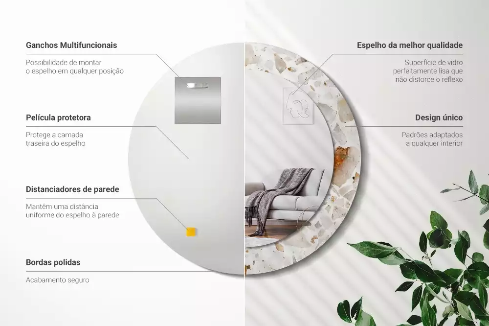 Miroir rond avec décoration Style terrazzo