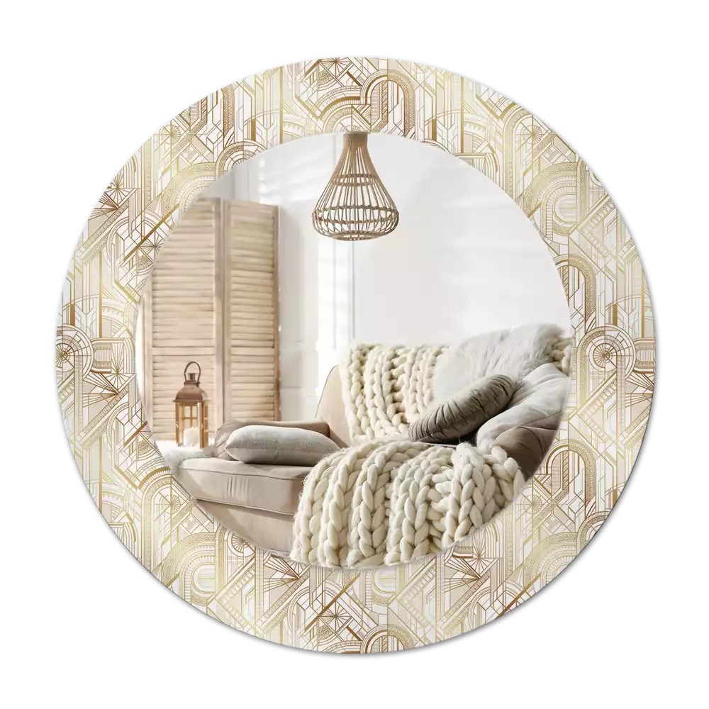 Miroir rond imprimé Composition art déco