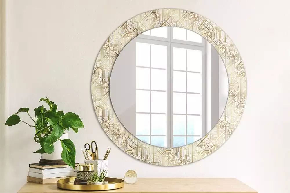 Miroir rond imprimé Composition art déco