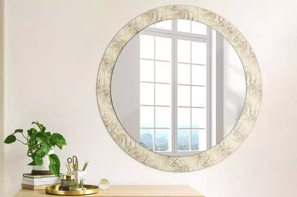 Miroir rond imprimé Composition art déco
