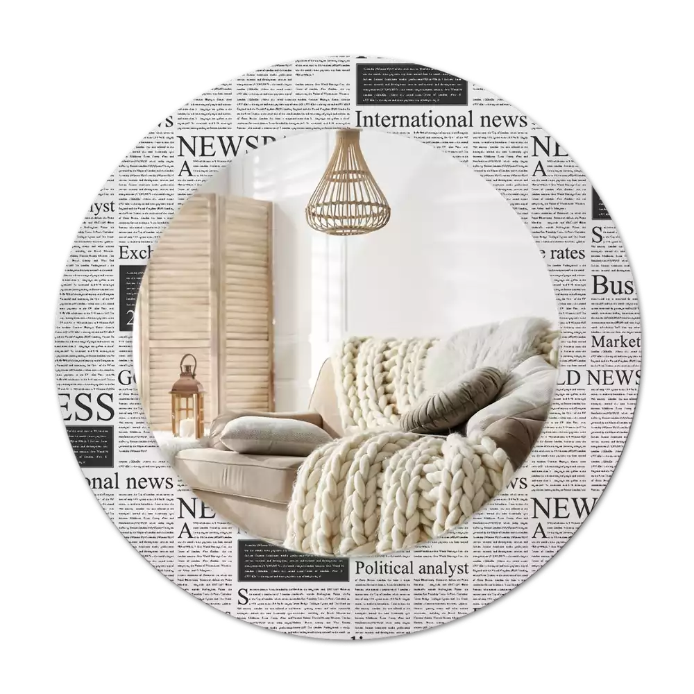 Miroir rond avec décoration Journaux