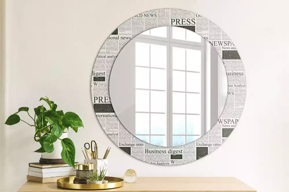 Miroir rond avec décoration Journaux