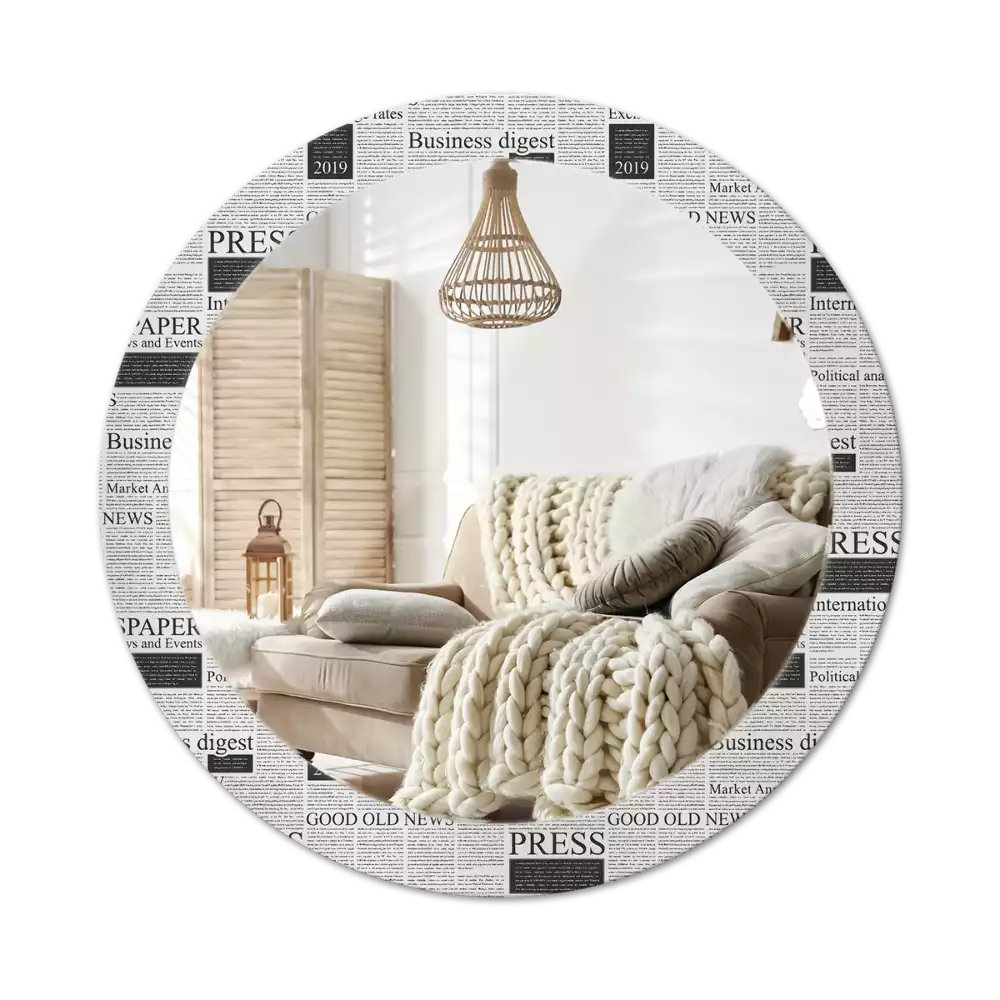 Miroir rond avec décoration Journaux