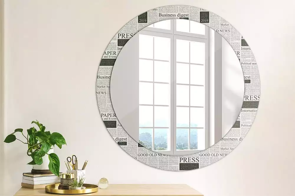 Miroir rond avec décoration Journaux