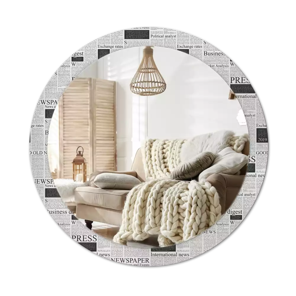 Miroir rond avec décoration Journaux