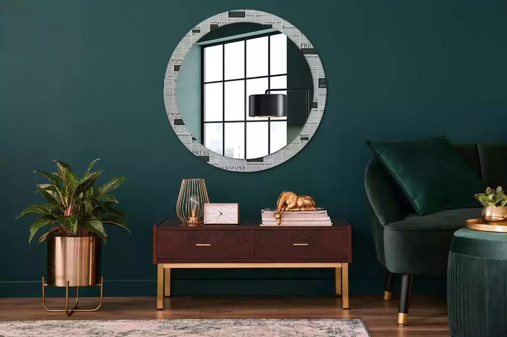 Miroir rond avec décoration Journaux