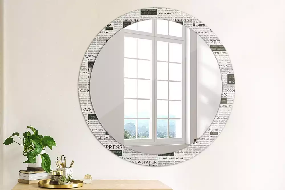 Miroir rond avec décoration Journaux