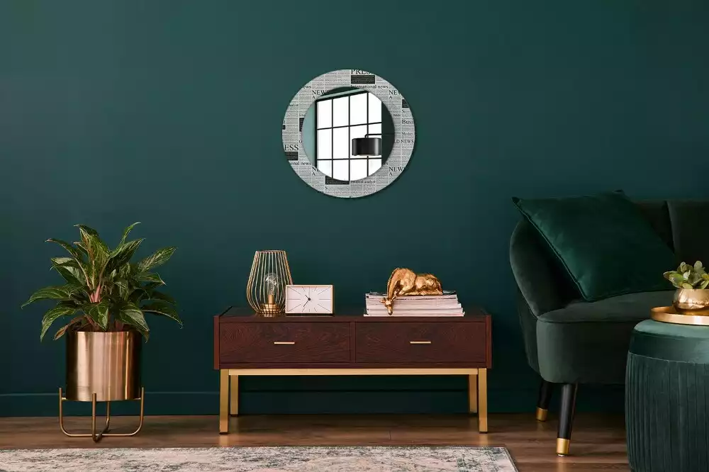 Miroir rond avec décoration Journaux