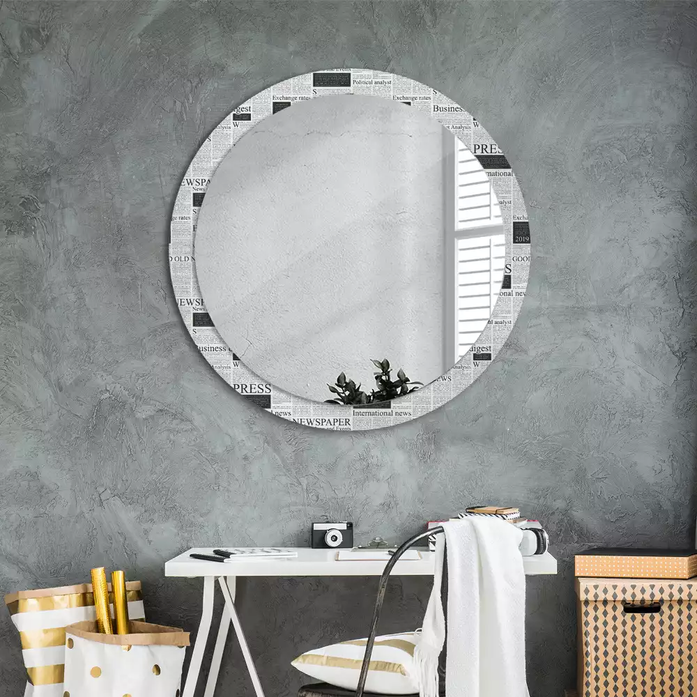 Miroir rond avec décoration Journaux