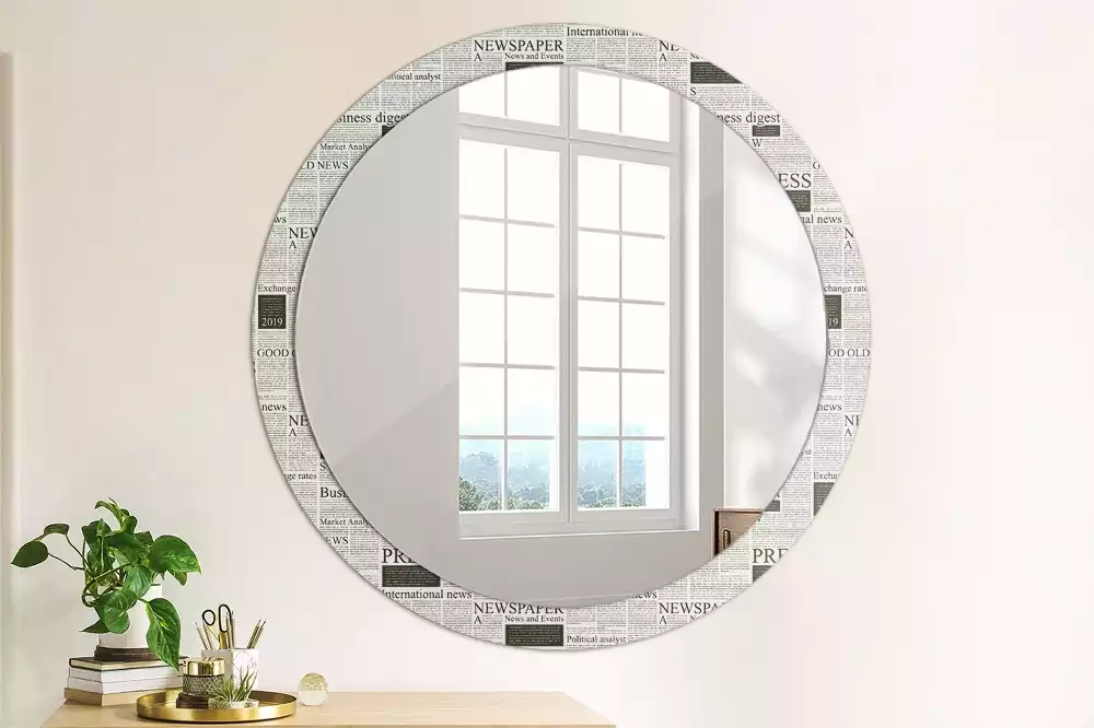 Miroir rond avec décoration Journaux