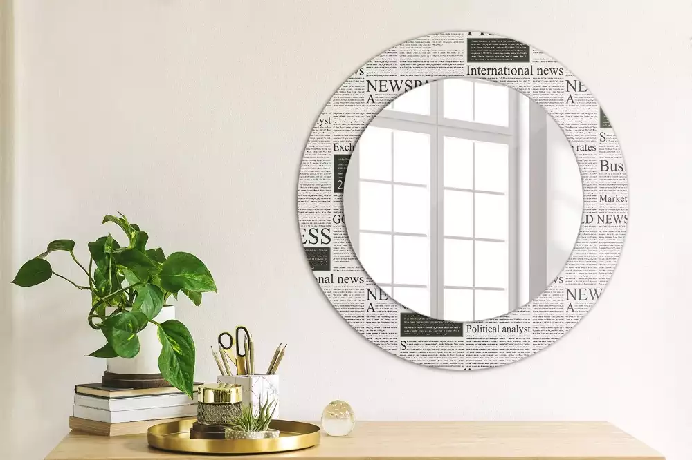 Miroir rond avec décoration Journaux