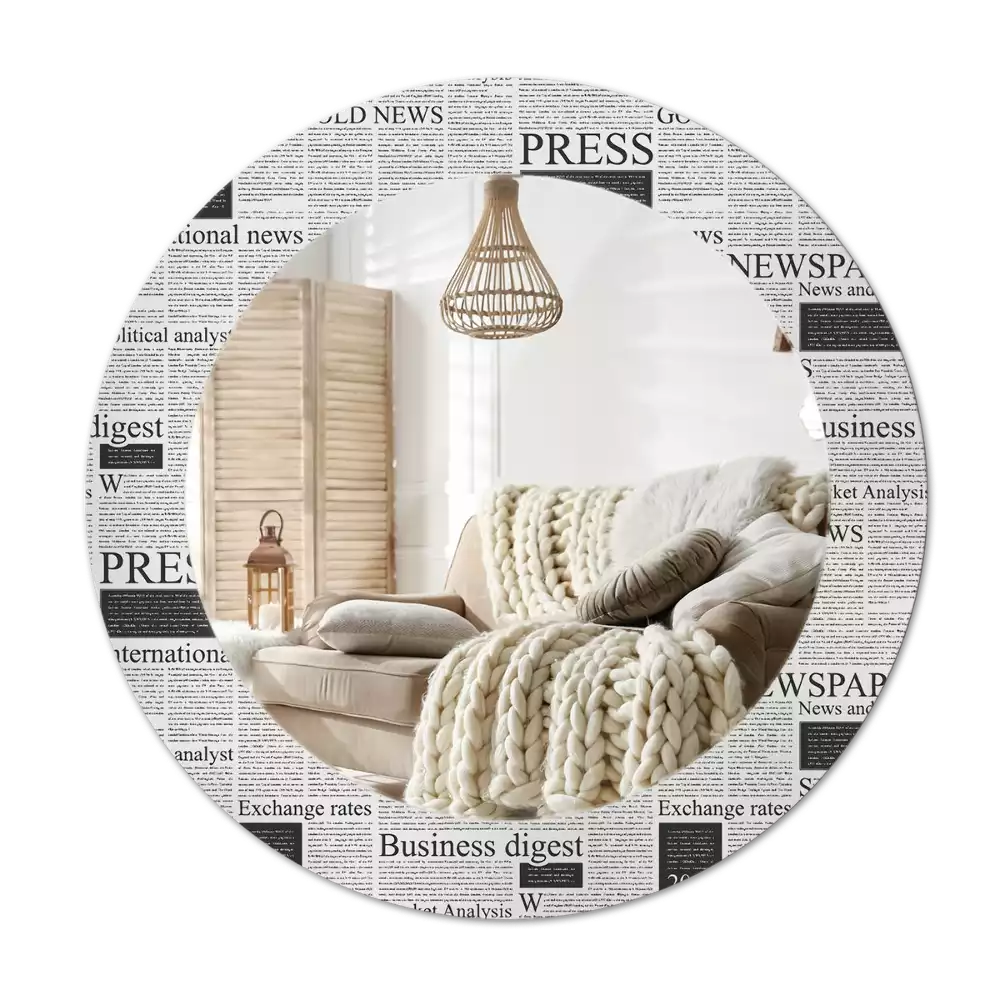 Miroir rond avec décoration Journaux