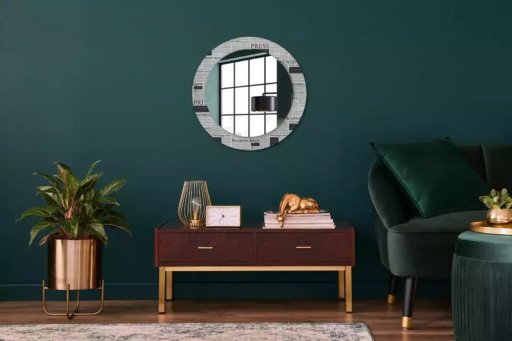 Miroir rond avec décoration Journaux