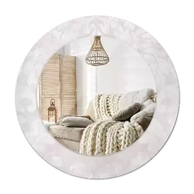 Miroir rond cadre avec impression Texture rococo