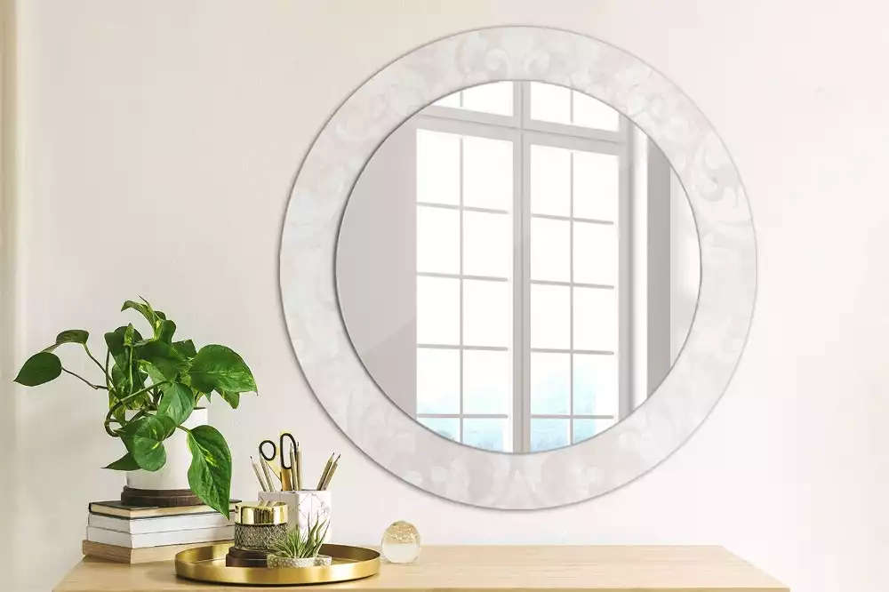 Miroir rond cadre avec impression Texture rococo
