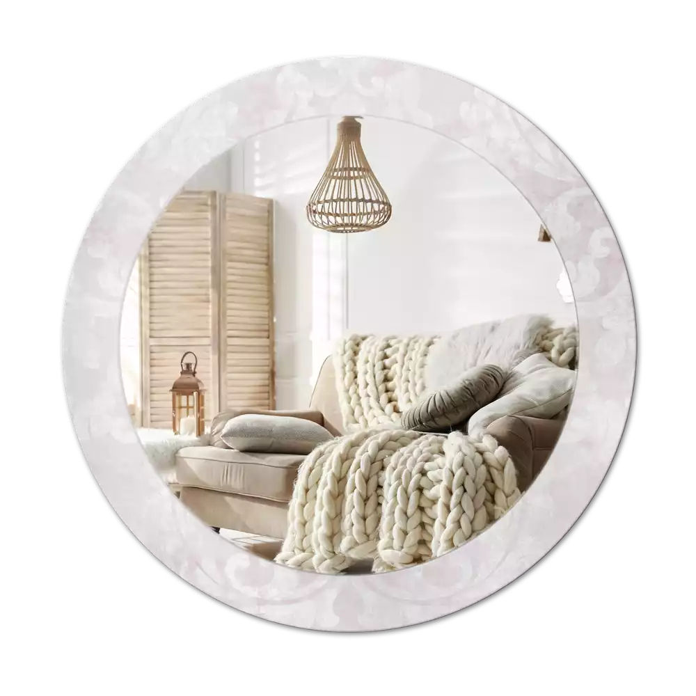 Miroir rond cadre avec impression Texture rococo