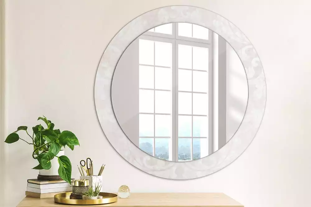 Miroir rond cadre avec impression Texture rococo