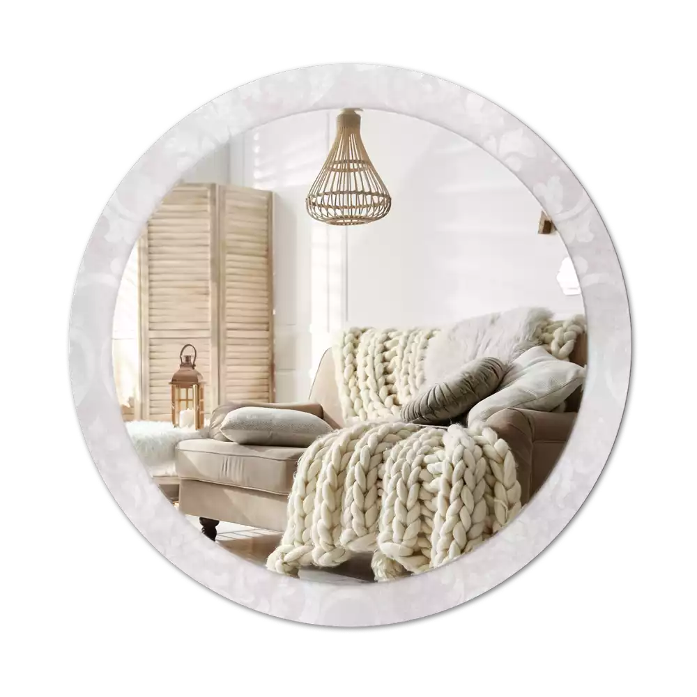 Miroir rond cadre avec impression Texture rococo