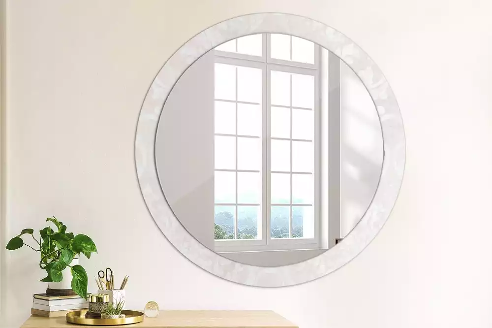 Miroir rond cadre avec impression Texture rococo