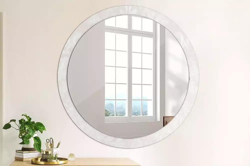 Miroir rond cadre avec impression Texture rococo