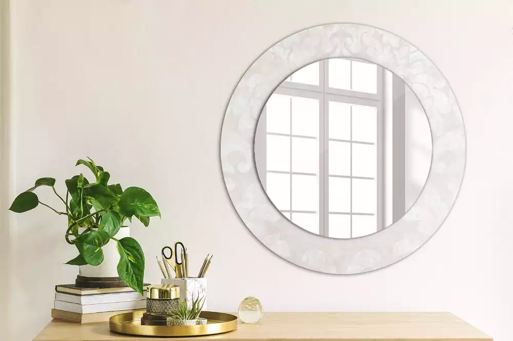 Miroir rond cadre avec impression Texture rococo