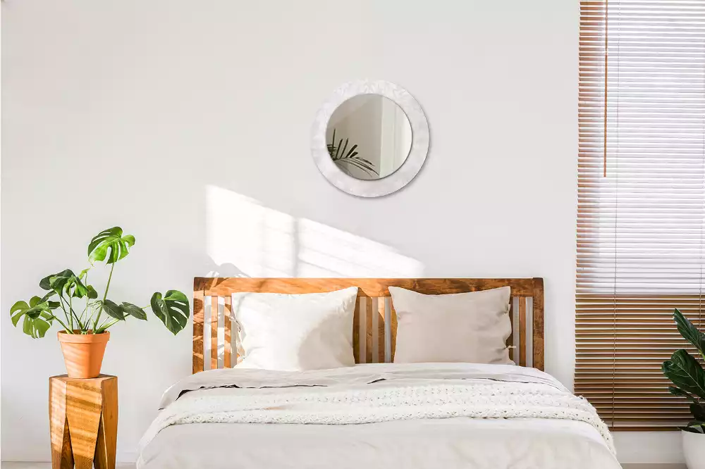 Miroir rond cadre avec impression Texture rococo