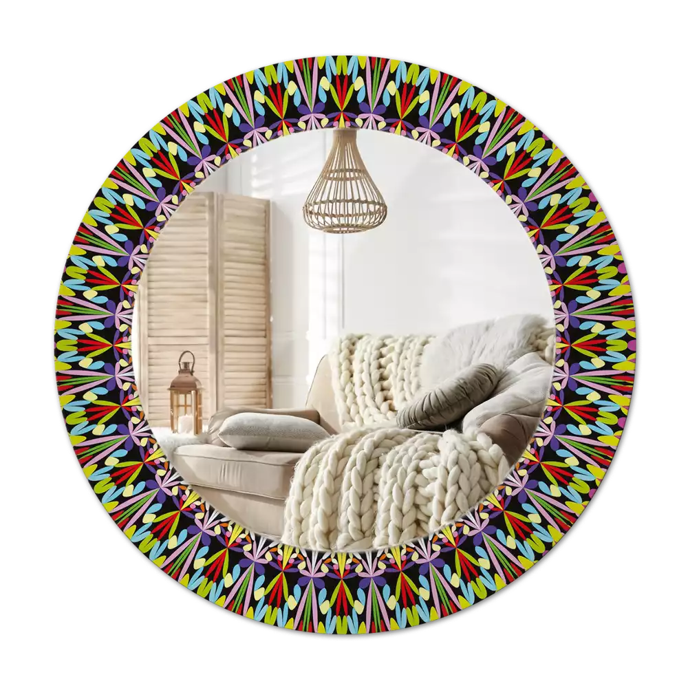 Miroir rond imprimé Motif mandala