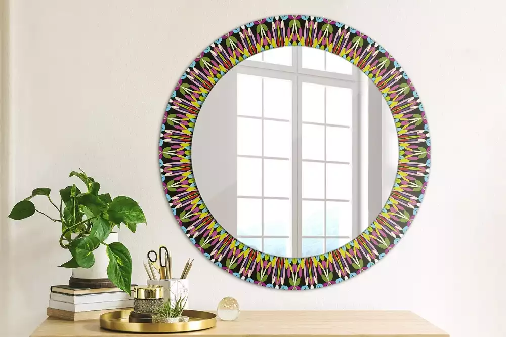 Miroir rond imprimé Motif mandala