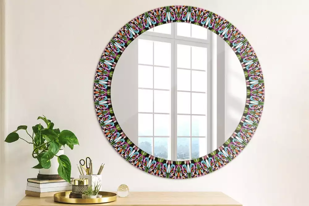 Miroir rond imprimé Motif mandala