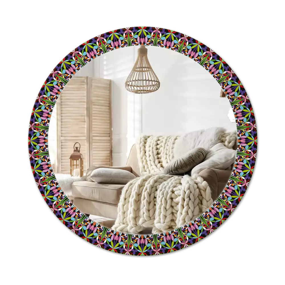 Miroir rond imprimé Motif mandala