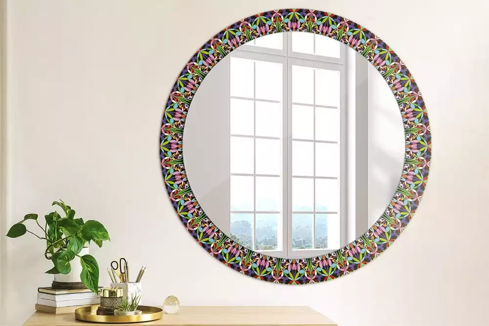 Miroir rond imprimé Motif mandala