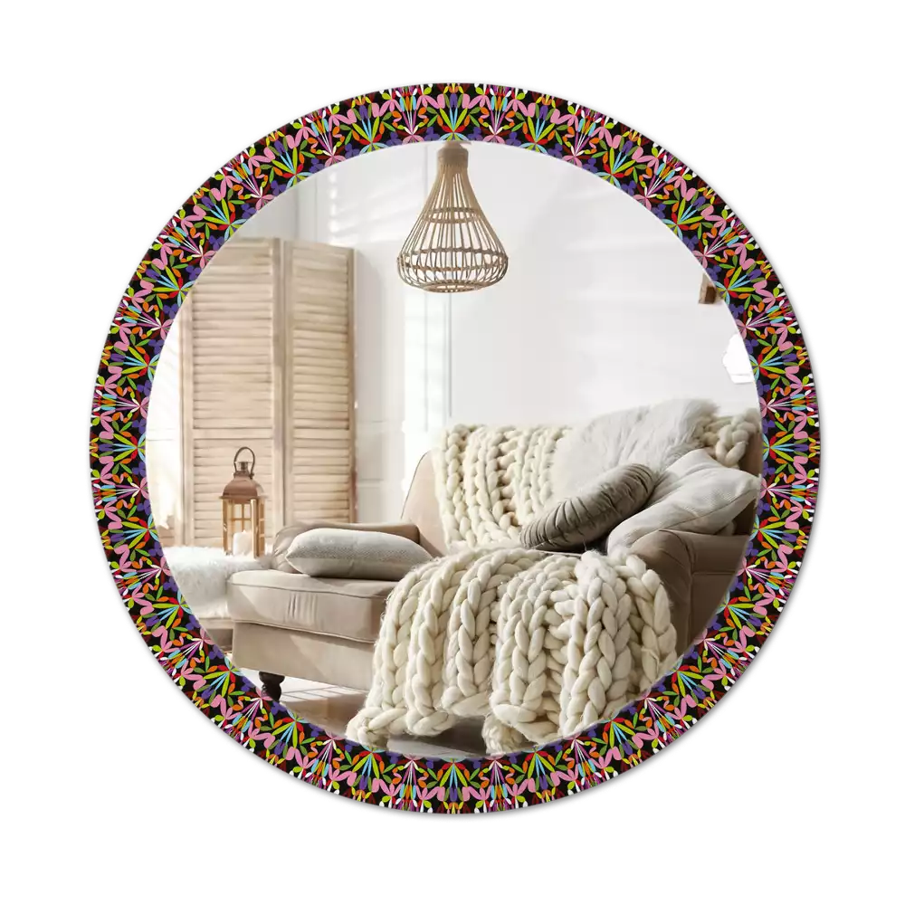 Miroir rond imprimé Motif mandala