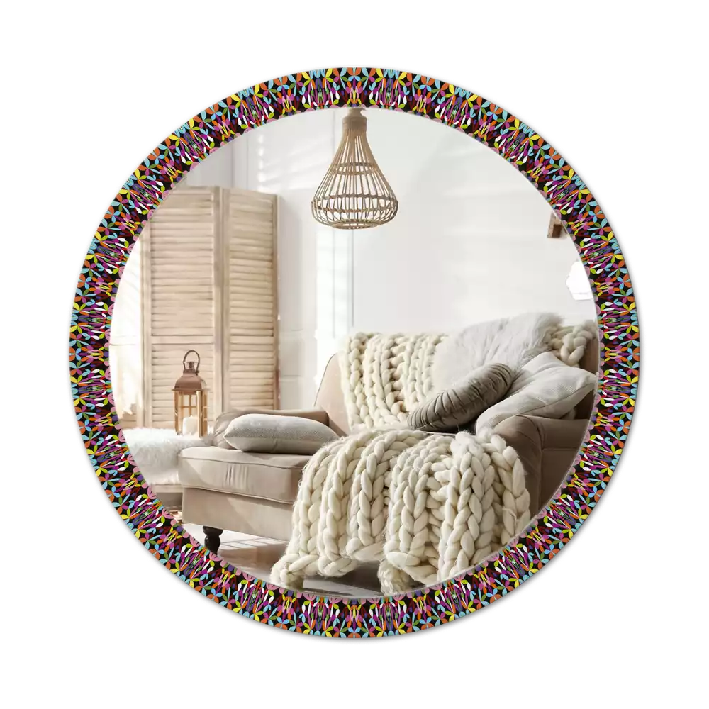 Miroir rond imprimé Motif mandala