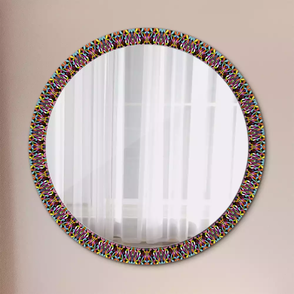 Miroir rond imprimé Motif mandala
