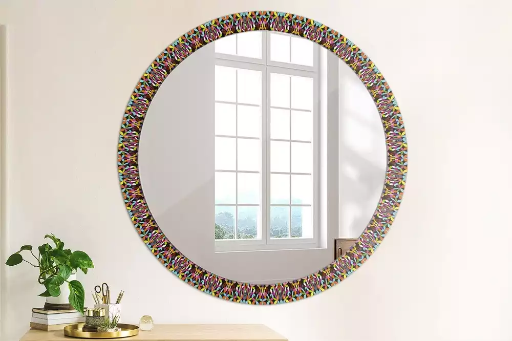 Miroir rond imprimé Motif mandala