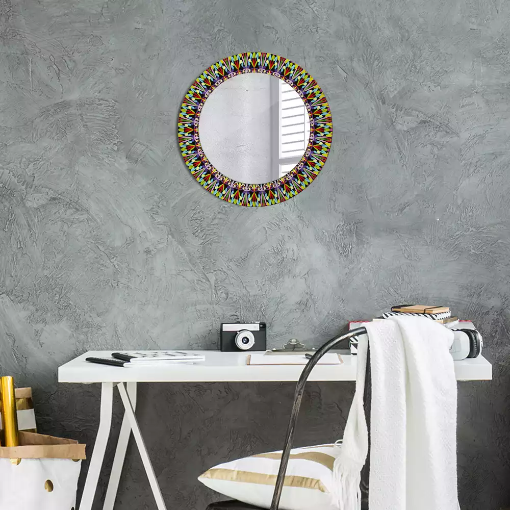 Miroir rond imprimé Motif mandala