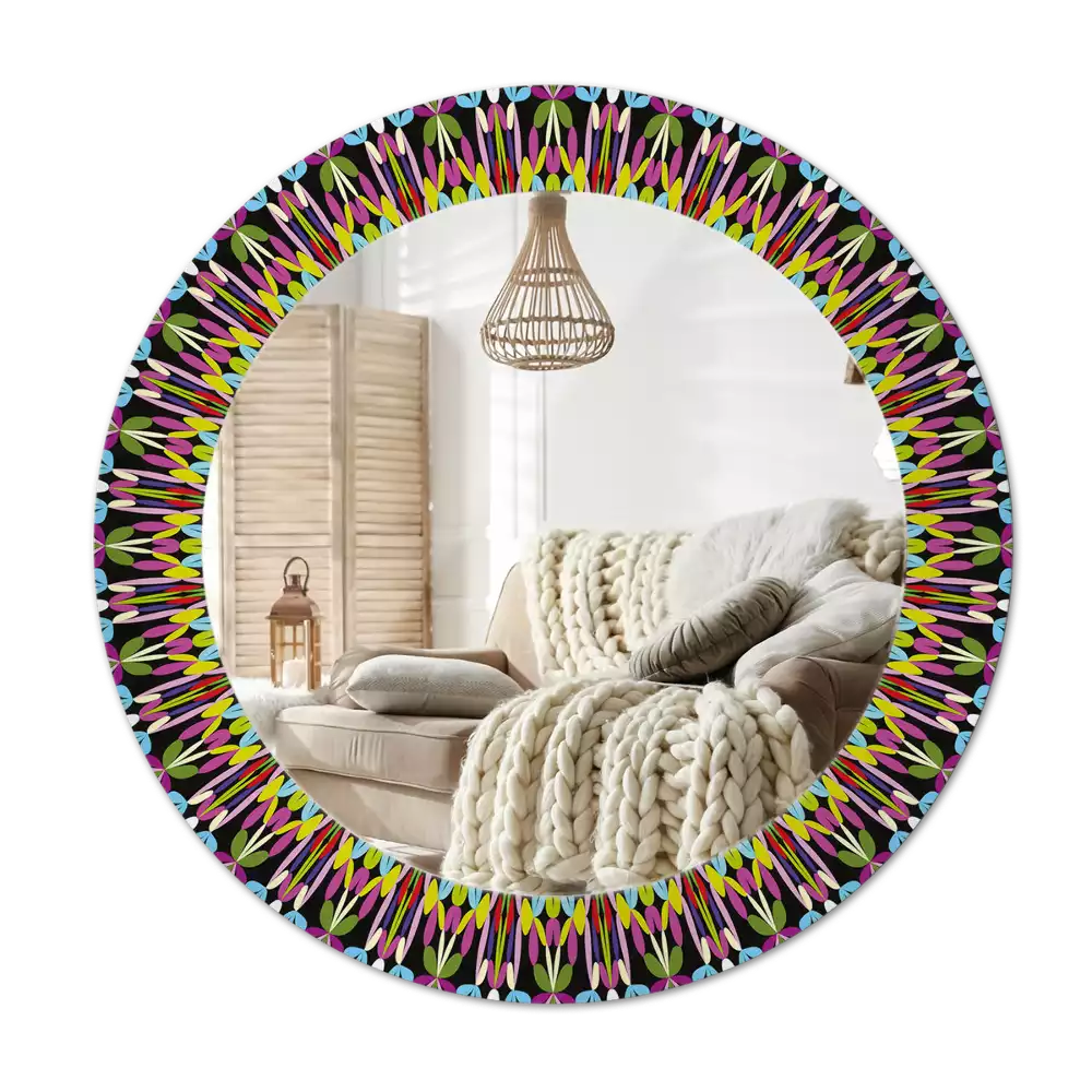 Miroir rond imprimé Motif mandala