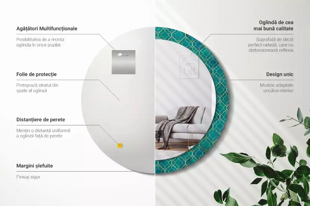 Miroir rond imprimé Composition colorée