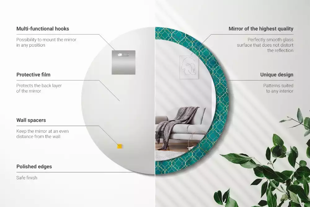 Miroir rond imprimé Composition colorée