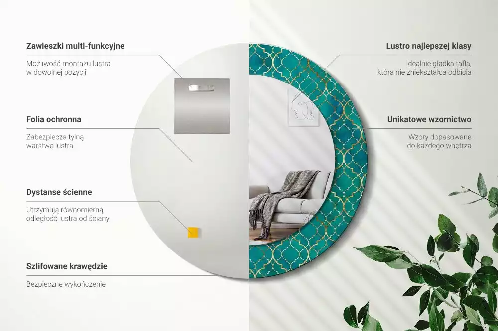 Miroir rond imprimé Composition colorée