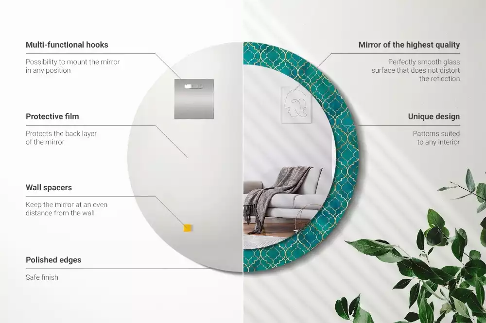 Miroir rond imprimé Composition colorée