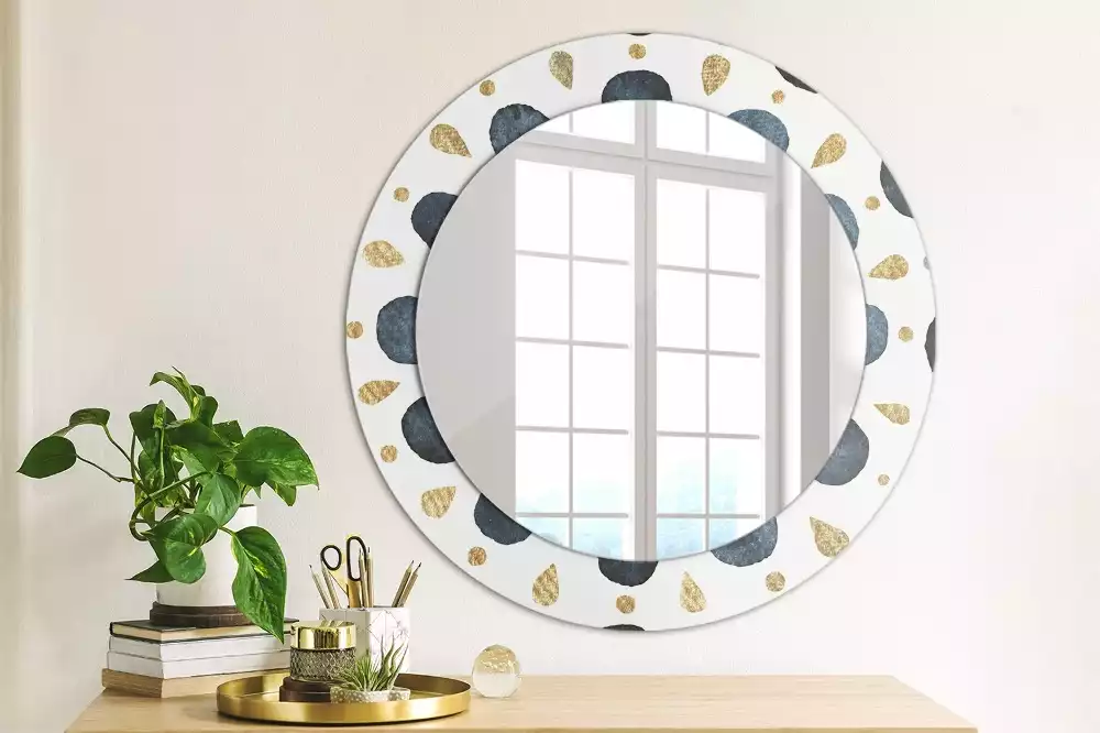 Miroir rond avec décoration Mandala lunaire