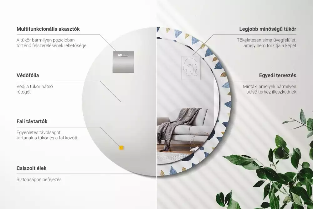 Miroir rond avec décoration Mandala lunaire