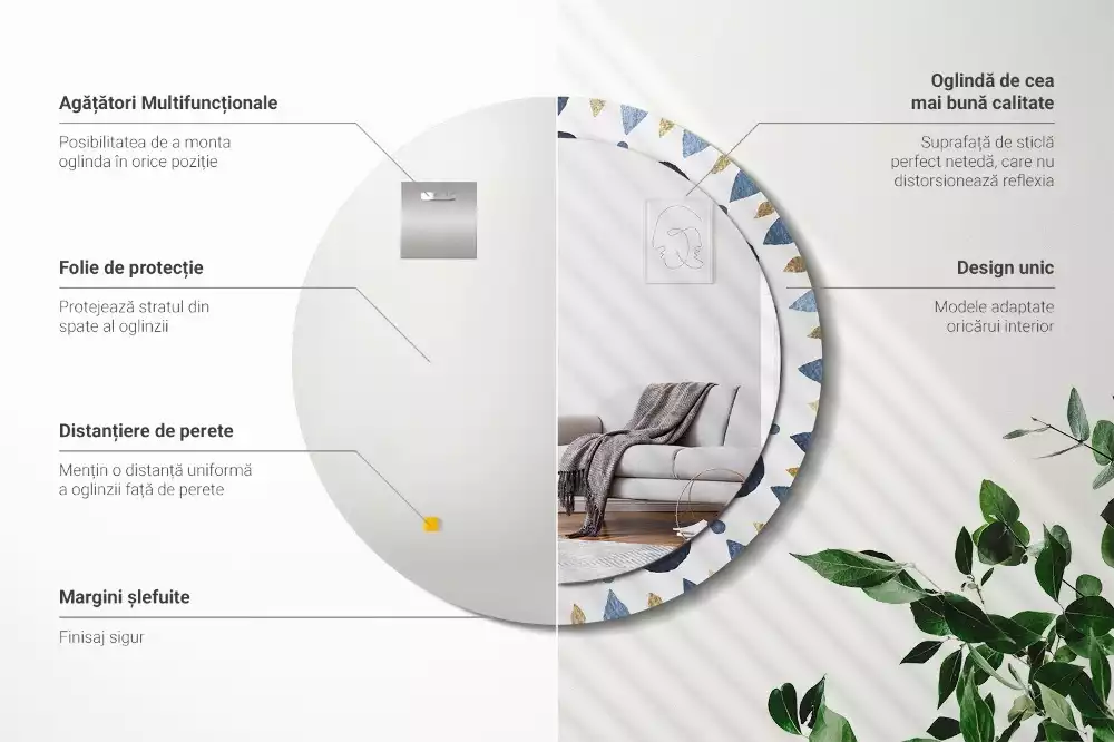 Miroir rond avec décoration Mandala lunaire