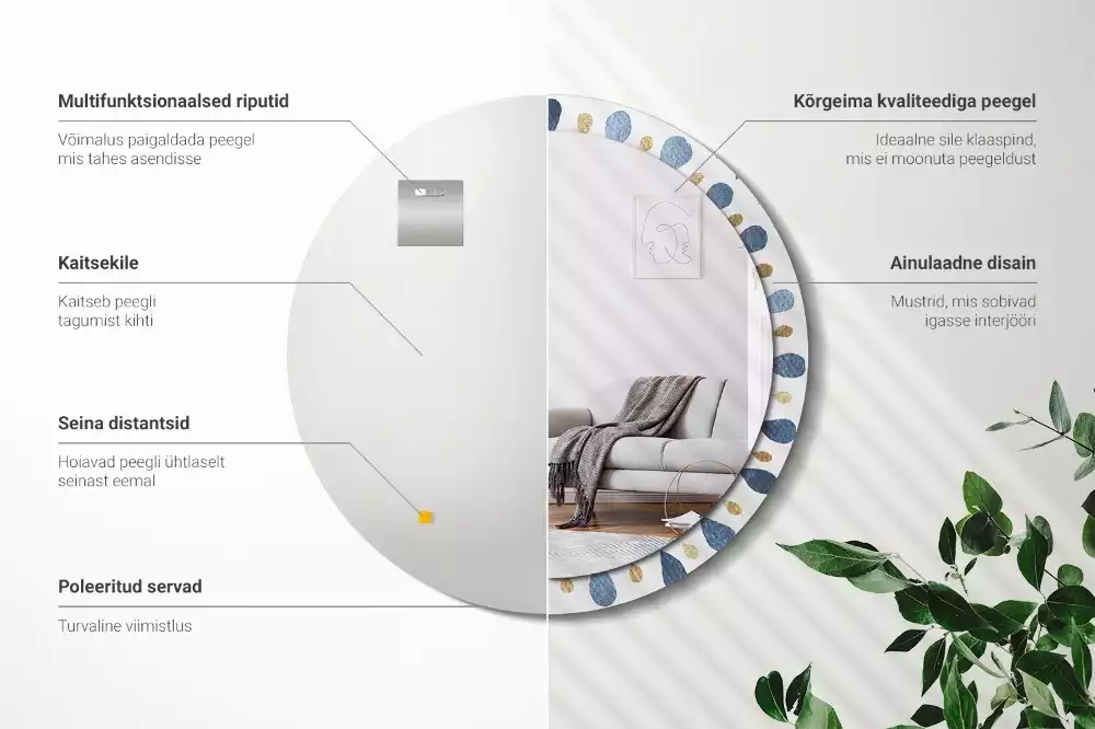 Miroir rond avec décoration Mandala lunaire