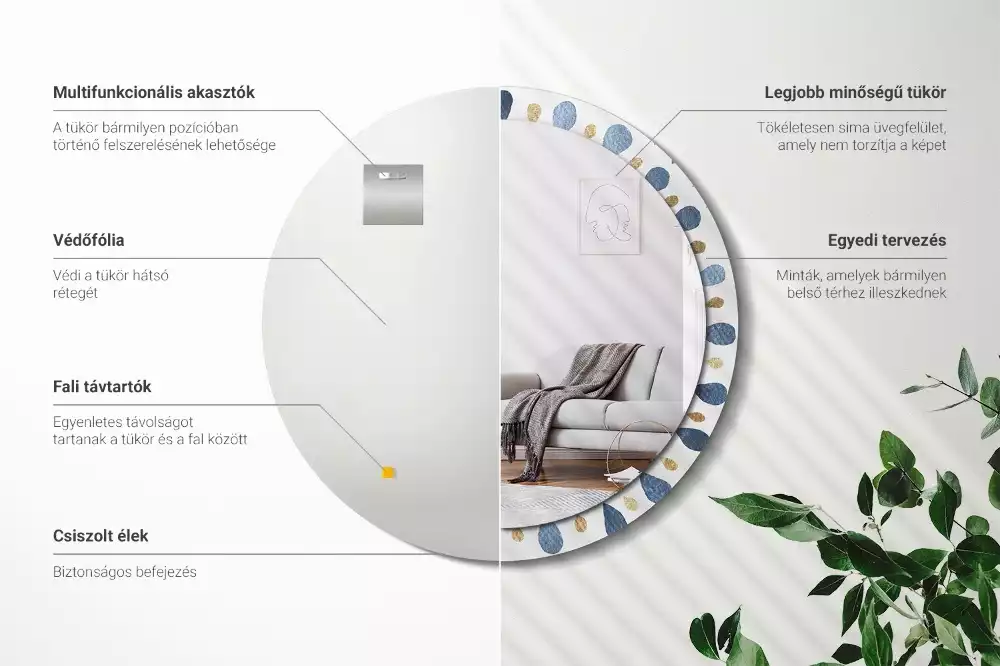 Miroir rond avec décoration Mandala lunaire